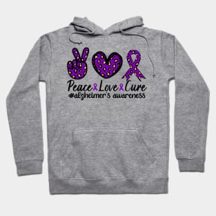 Alzheimer's Awareness Ribbon, Leopard Peace Love Cure Hoodie